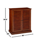 Shoe Cabinet with 5 Shelves and Louvered Doors, Oak