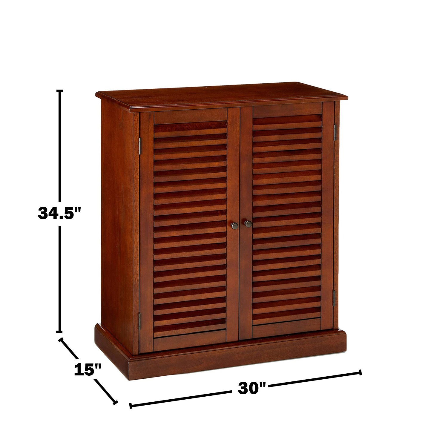 Shoe Cabinet with 5 Shelves and Louvered Doors, Oak