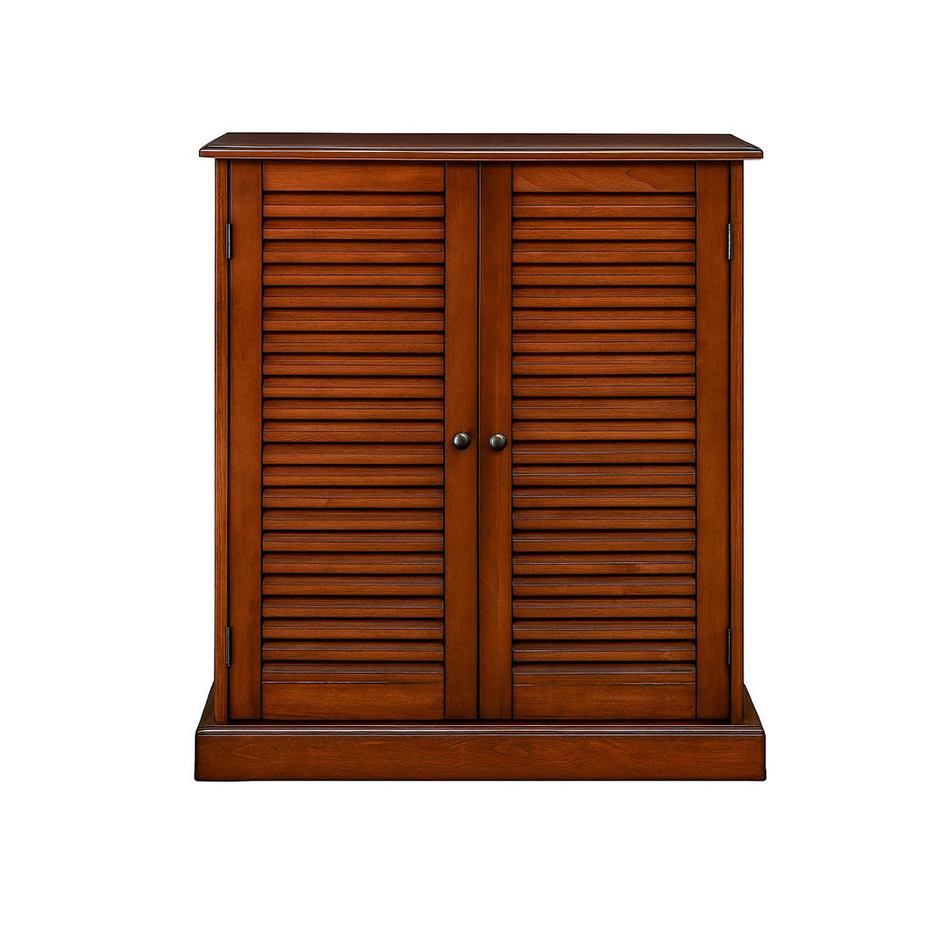 Shoe Cabinet with 5 Shelves and Louvered Doors, Oak