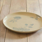 Elegant Off-White Round Ceramic Printed Dinner Plate.