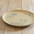 Elegant Off-White Round Ceramic Printed Dinner Plate.
