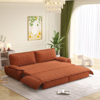 73.2' Queen Pull Out Sofa Bed,3-in-1 Convertible Sleeper Sofa,Multi-Functional Corduroy Loveseat Bed,Orange Sofa