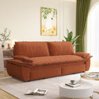 73.2' Queen Pull Out Sofa Bed,3-in-1 Convertible Sleeper Sofa,Multi-Functional Corduroy Loveseat Bed,Orange Sofa