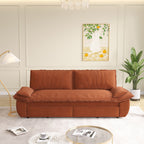 73.2' Queen Pull Out Sofa Bed,3-in-1 Convertible Sleeper Sofa,Multi-Functional Corduroy Loveseat Bed,Orange Sofa