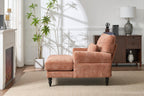 Elegant Orange Upholstered Wood Chaise Lounge Recliner.