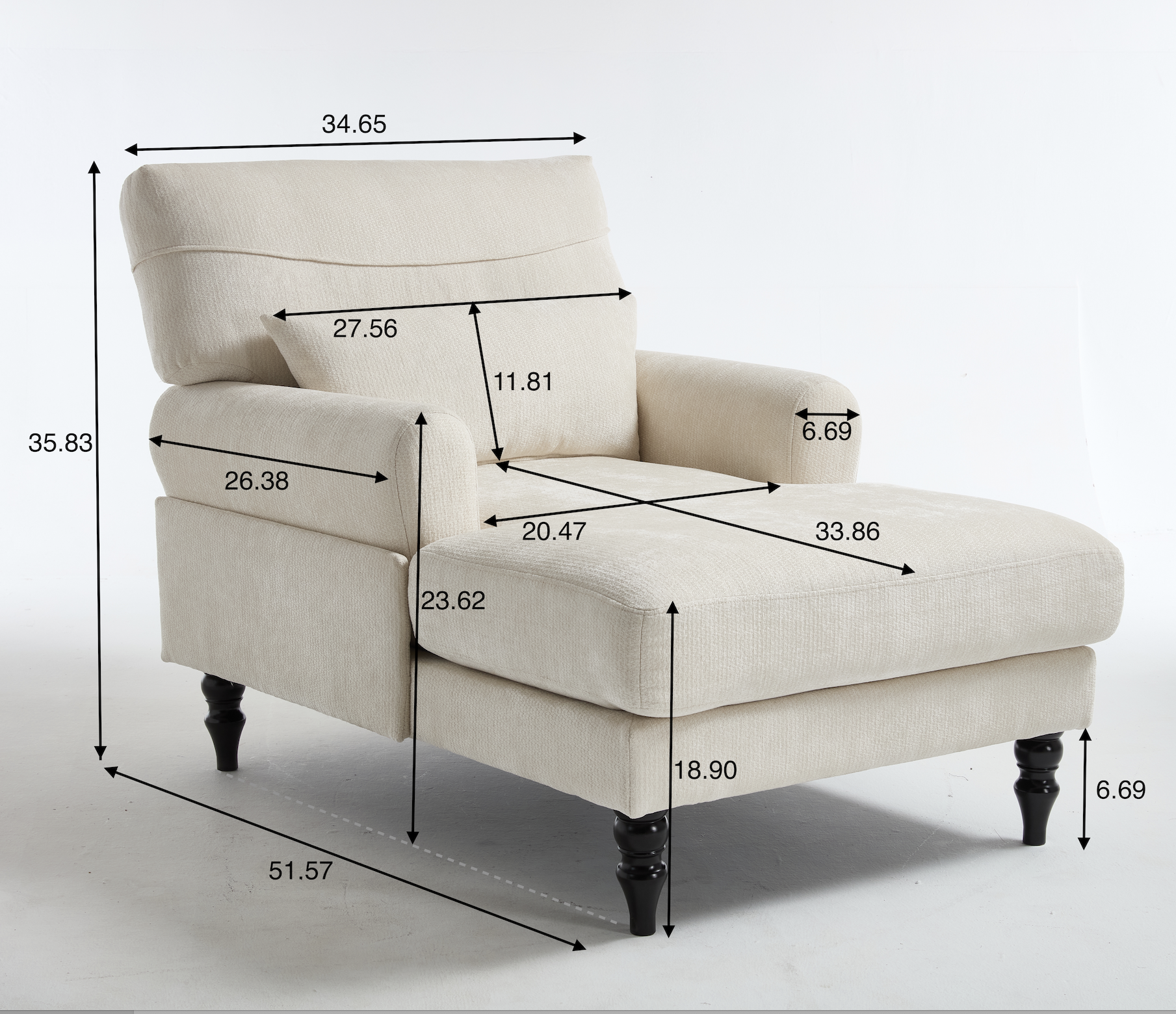 Elegant Orange Upholstered Wood Chaise Lounge Recliner.