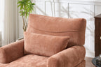 Elegant Orange Upholstered Wood Chaise Lounge Recliner.