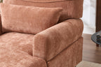 Elegant Orange Upholstered Wood Chaise Lounge Recliner.
