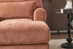 Elegant Orange Upholstered Wood Chaise Lounge Recliner.