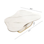 Modern Butterfly Coffee Table with Sintered Stone Top – Oval Center Table with Storage Shelf & Drawer, Stainless Steel Base & MDF Cabinet