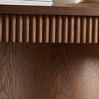 Modern Design Oval Handcraft Drum Coffee Table Length 47.24 inch Coffee Table for Living Room, Ellipse Coffee Table with Sturdy Pedestal,Walnut Color