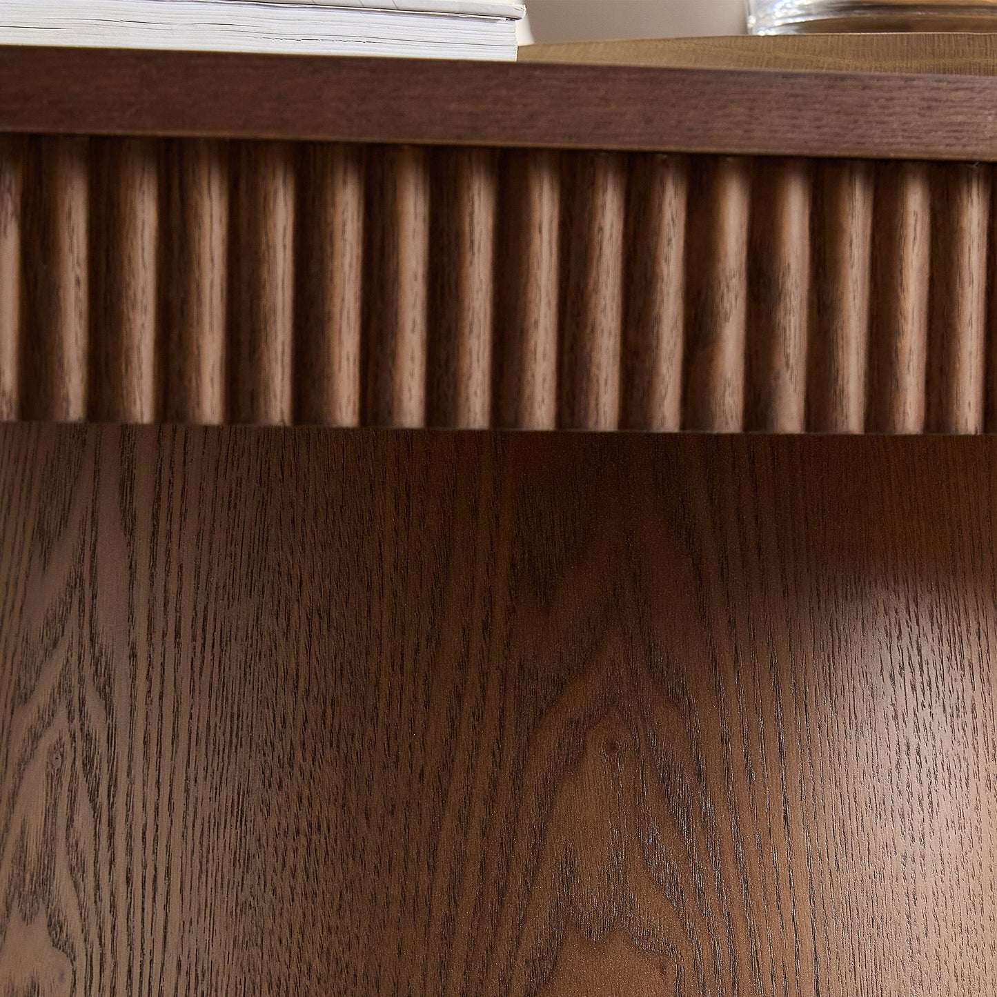 Modern Design Oval Handcraft Drum Coffee Table Length 47.24 inch Coffee Table for Living Room, Ellipse Coffee Table with Sturdy Pedestal,Walnut Color