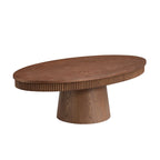 Modern Design Oval Handcraft Drum Coffee Table Length 47.24 inch Coffee Table for Living Room, Ellipse Coffee Table with Sturdy Pedestal,Walnut Color