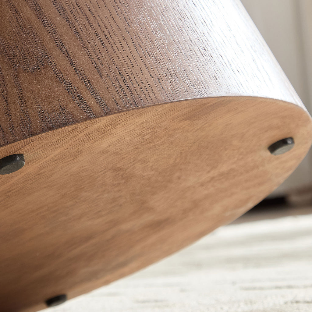 Modern Design Oval Handcraft Drum Coffee Table Length 47.24 inch Coffee Table for Living Room, Ellipse Coffee Table with Sturdy Pedestal,Walnut Color