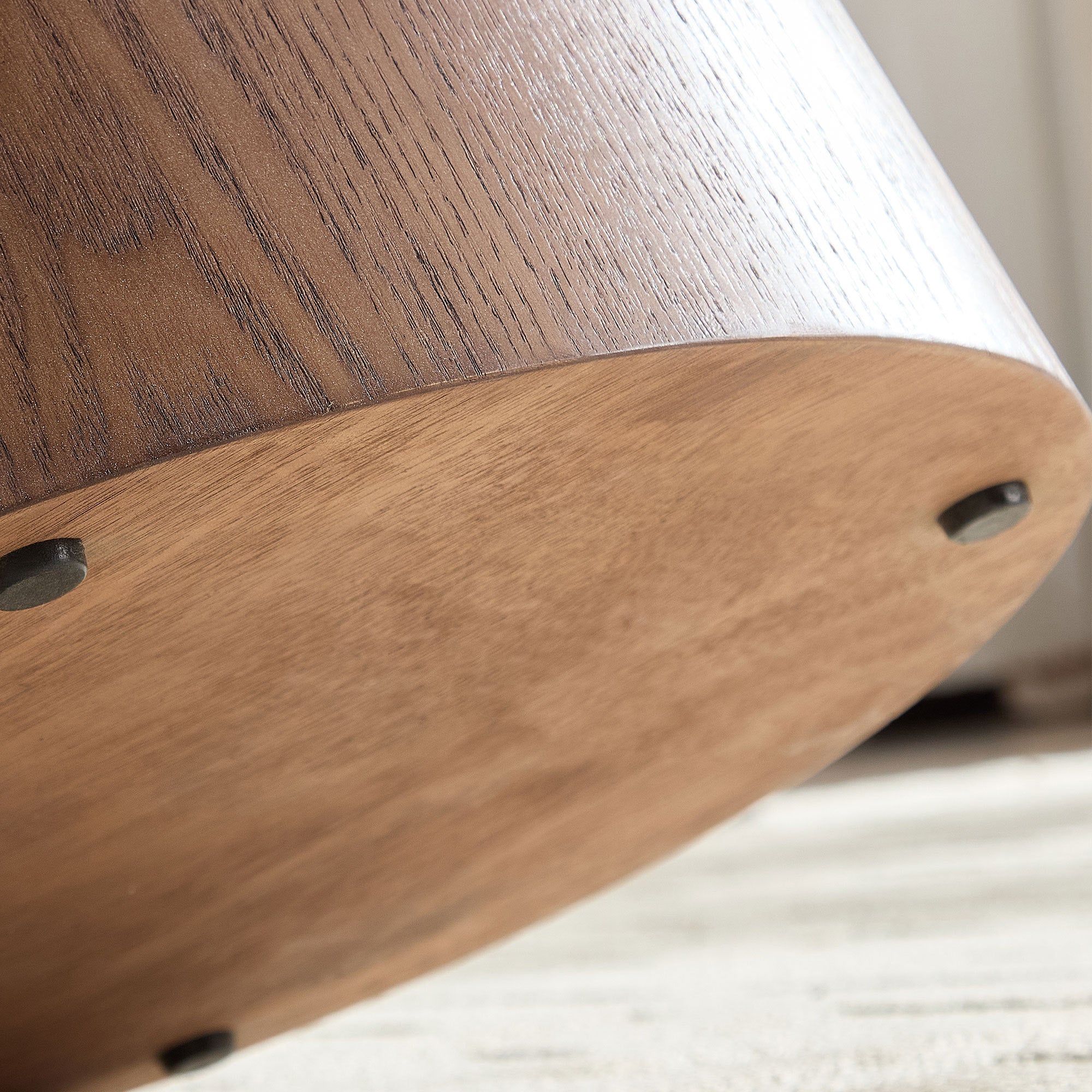 Modern Design Oval Handcraft Drum Coffee Table Length 47.24 inch Coffee Table for Living Room, Ellipse Coffee Table with Sturdy Pedestal,Walnut Color