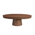Modern Design Oval Handcraft Drum Coffee Table Length 47.24 inch Coffee Table for Living Room, Ellipse Coffee Table with Sturdy Pedestal,Walnut Color