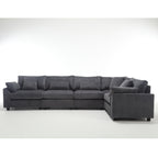 {NEW ARRIVAL VIDEO PROVIDED} Oversized Modular Sectional Sofa Couches Set,Corduroy Upholstered Deep Seat Comfy Sofa for Living Room 5 Seat,Dark Gray
