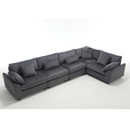 {NEW ARRIVAL VIDEO PROVIDED} Oversized Modular Sectional Sofa Couches Set,Corduroy Upholstered Deep Seat Comfy Sofa for Living Room 5 Seat,Dark Gray