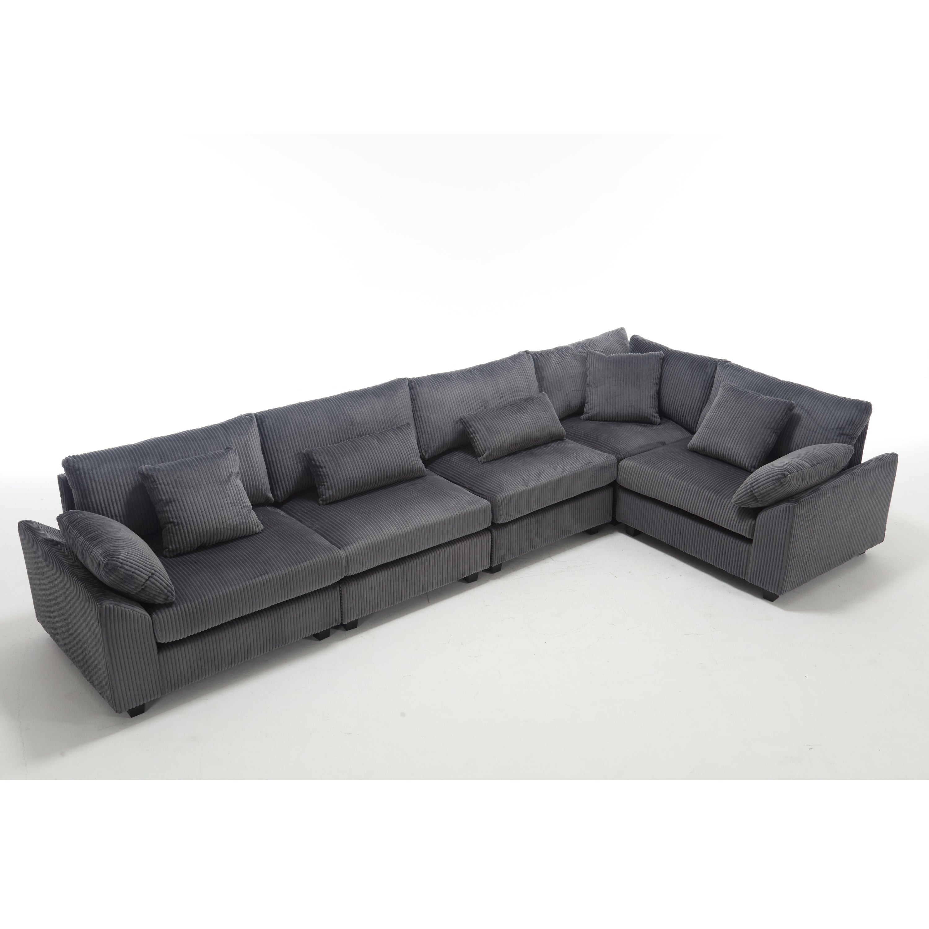 {NEW ARRIVAL VIDEO PROVIDED} Oversized Modular Sectional Sofa Couches Set,Corduroy Upholstered Deep Seat Comfy Sofa for Living Room 5 Seat,Dark Gray