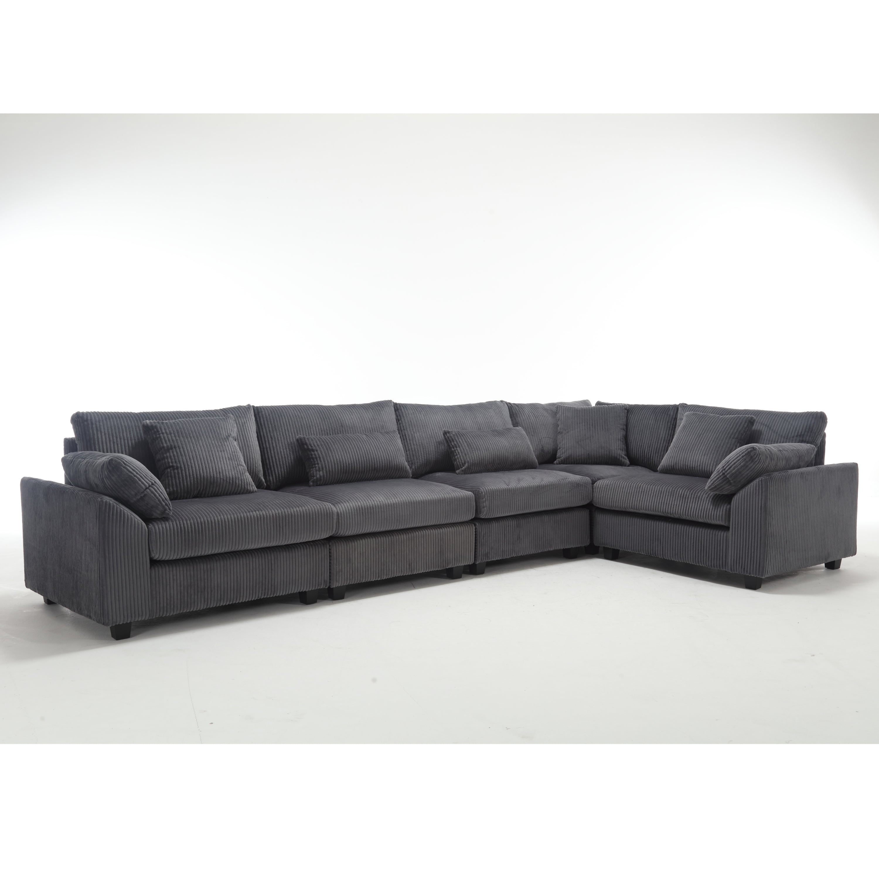 {NEW ARRIVAL VIDEO PROVIDED} Oversized Modular Sectional Sofa Couches Set,Corduroy Upholstered Deep Seat Comfy Sofa for Living Room 5 Seat,Dark Gray