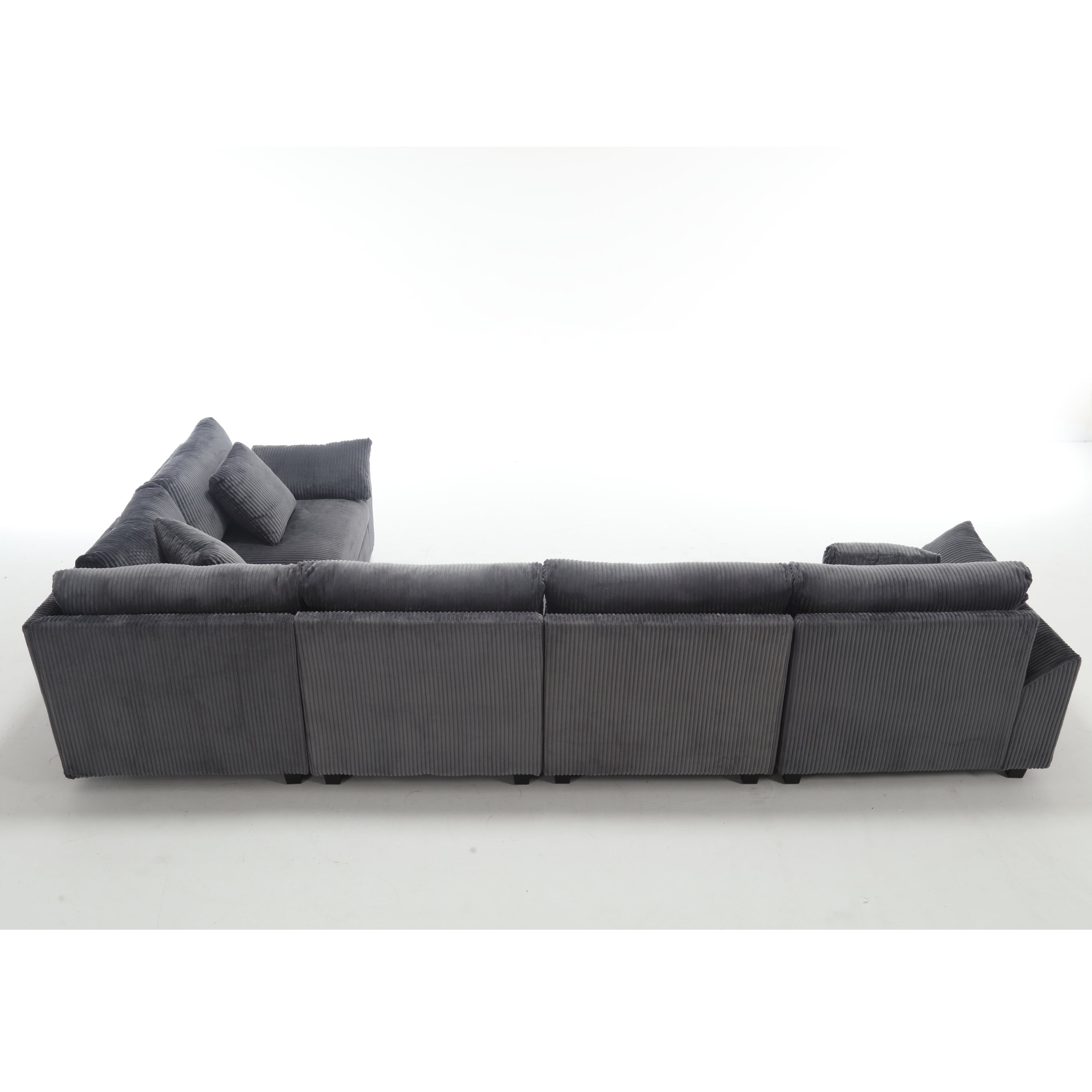 {NEW ARRIVAL VIDEO PROVIDED} Oversized Modular Sectional Sofa Couches Set,Corduroy Upholstered Deep Seat Comfy Sofa for Living Room 5 Seat,Dark Gray