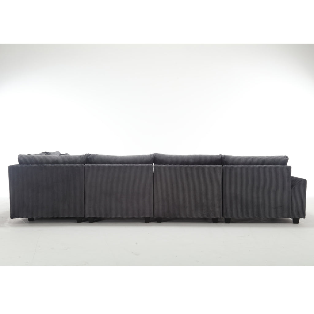 {NEW ARRIVAL VIDEO PROVIDED} Oversized Modular Sectional Sofa Couches Set,Corduroy Upholstered Deep Seat Comfy Sofa for Living Room 5 Seat,Dark Gray