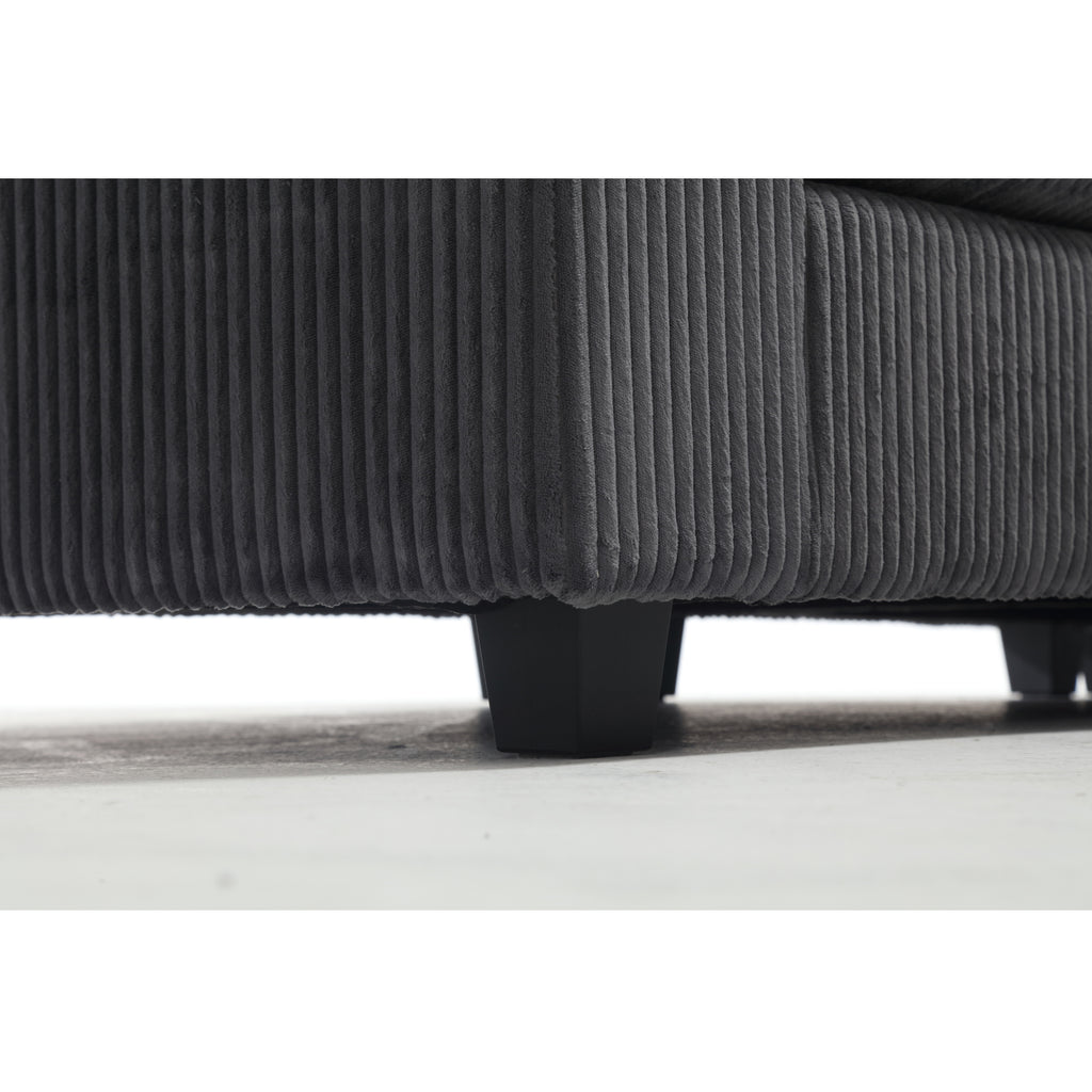 {NEW ARRIVAL VIDEO PROVIDED} Oversized Modular Sectional Sofa Couches Set,Corduroy Upholstered Deep Seat Comfy Sofa for Living Room 5 Seat,Dark Gray
