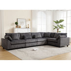 {NEW ARRIVAL VIDEO PROVIDED} Oversized Modular Sectional Sofa Couches Set,Corduroy Upholstered Deep Seat Comfy Sofa for Living Room 5 Seat,Dark Gray