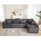 {NEW ARRIVAL VIDEO PROVIDED} Oversized Modular Sectional Sofa Couches Set,Corduroy Upholstered Deep Seat Comfy Sofa for Living Room 5 Seat,Dark Gray