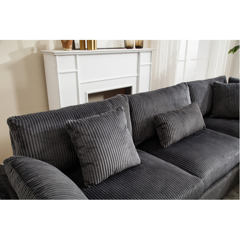 {NEW ARRIVAL VIDEO PROVIDED} Oversized Modular Sectional Sofa Couches Set,Corduroy Upholstered Deep Seat Comfy Sofa for Living Room 5 Seat,Dark Gray