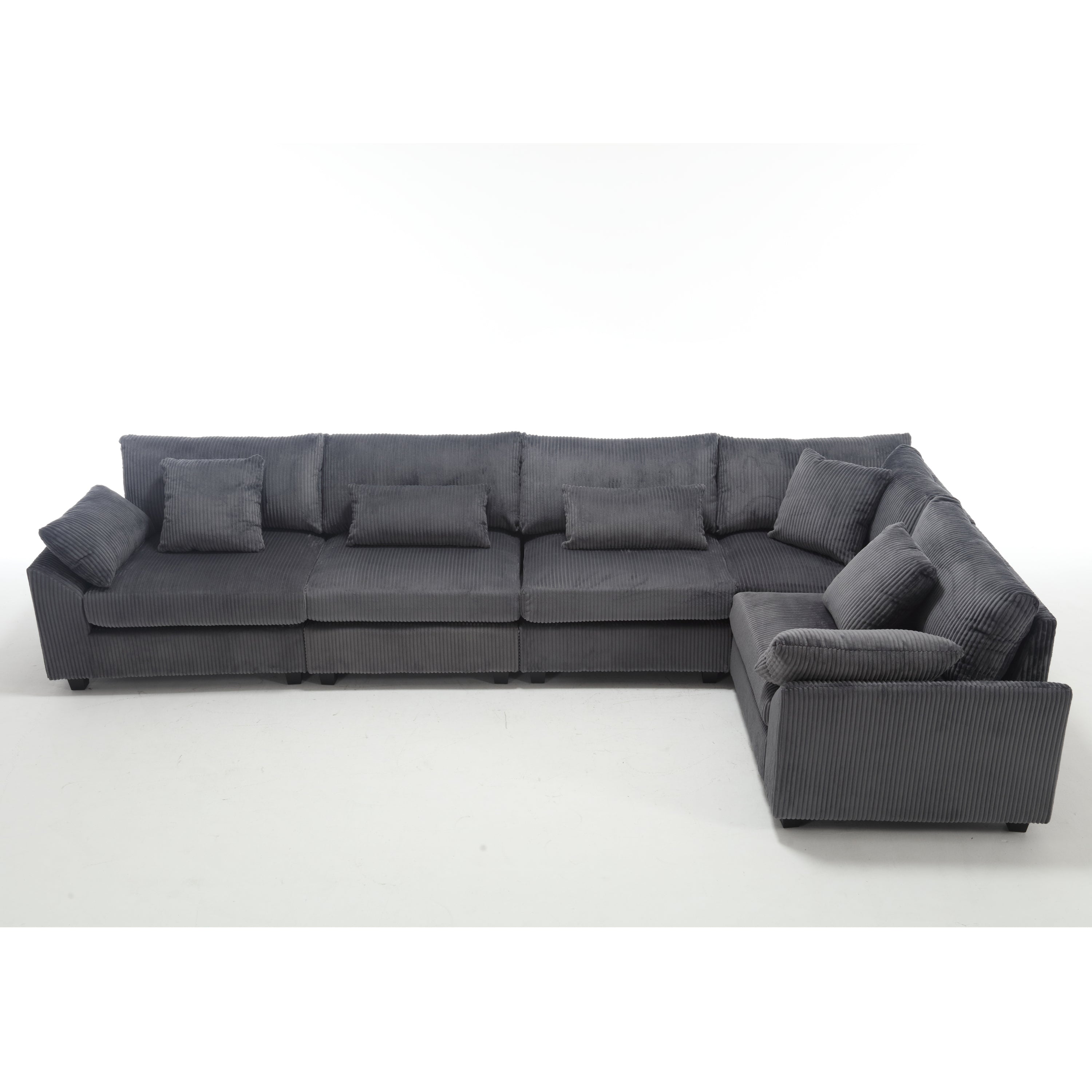 {NEW ARRIVAL VIDEO PROVIDED} Oversized Modular Sectional Sofa Couches Set,Corduroy Upholstered Deep Seat Comfy Sofa for Living Room 5 Seat,Dark Gray