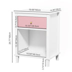 26.77''H Wooden Nightstand with One Drawer One Shelf for Kids, Adults, Pink - Groovy Boardz