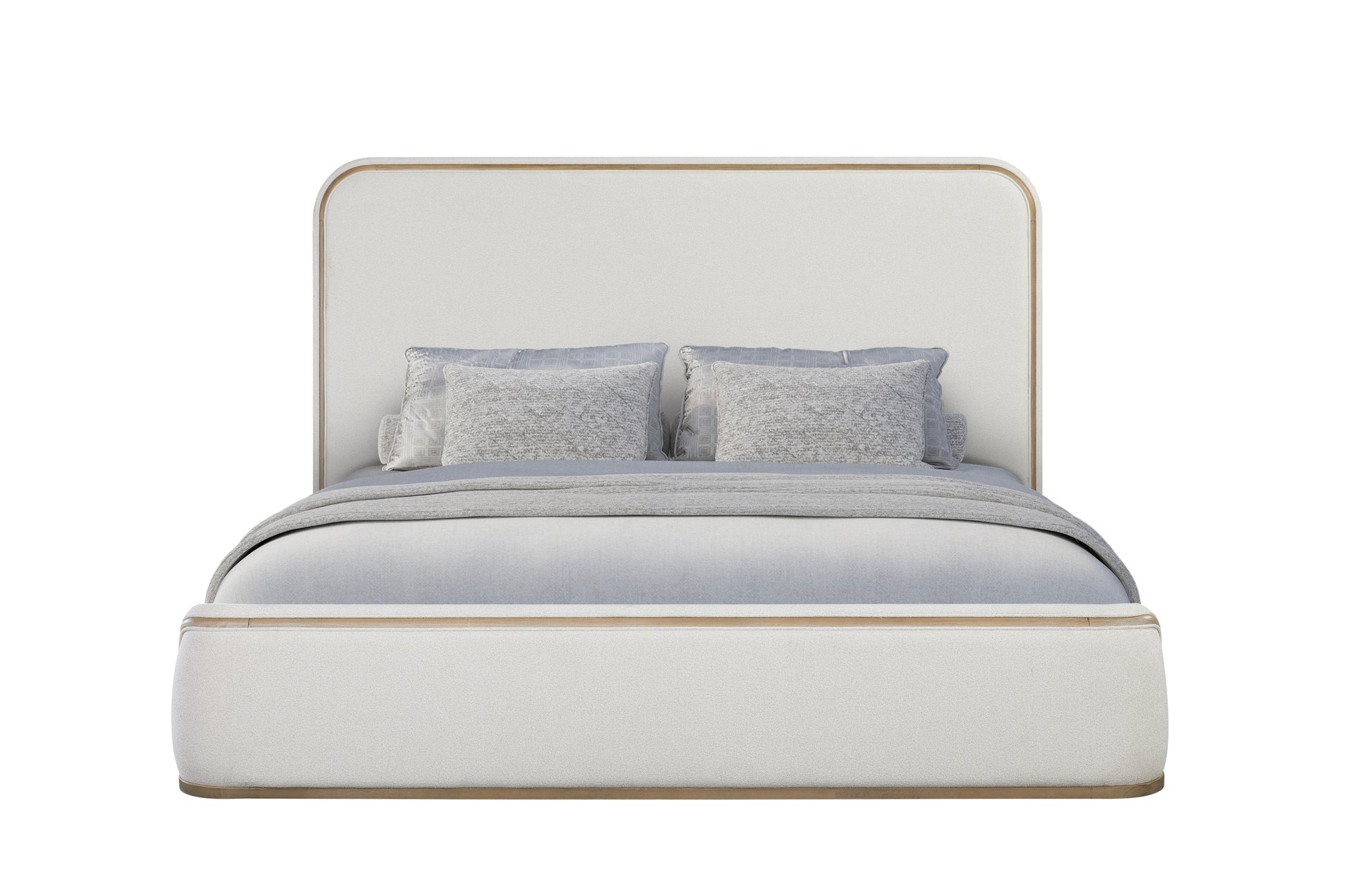 Queen Upholstered Bed - Toffee & White Sand Bed Frame