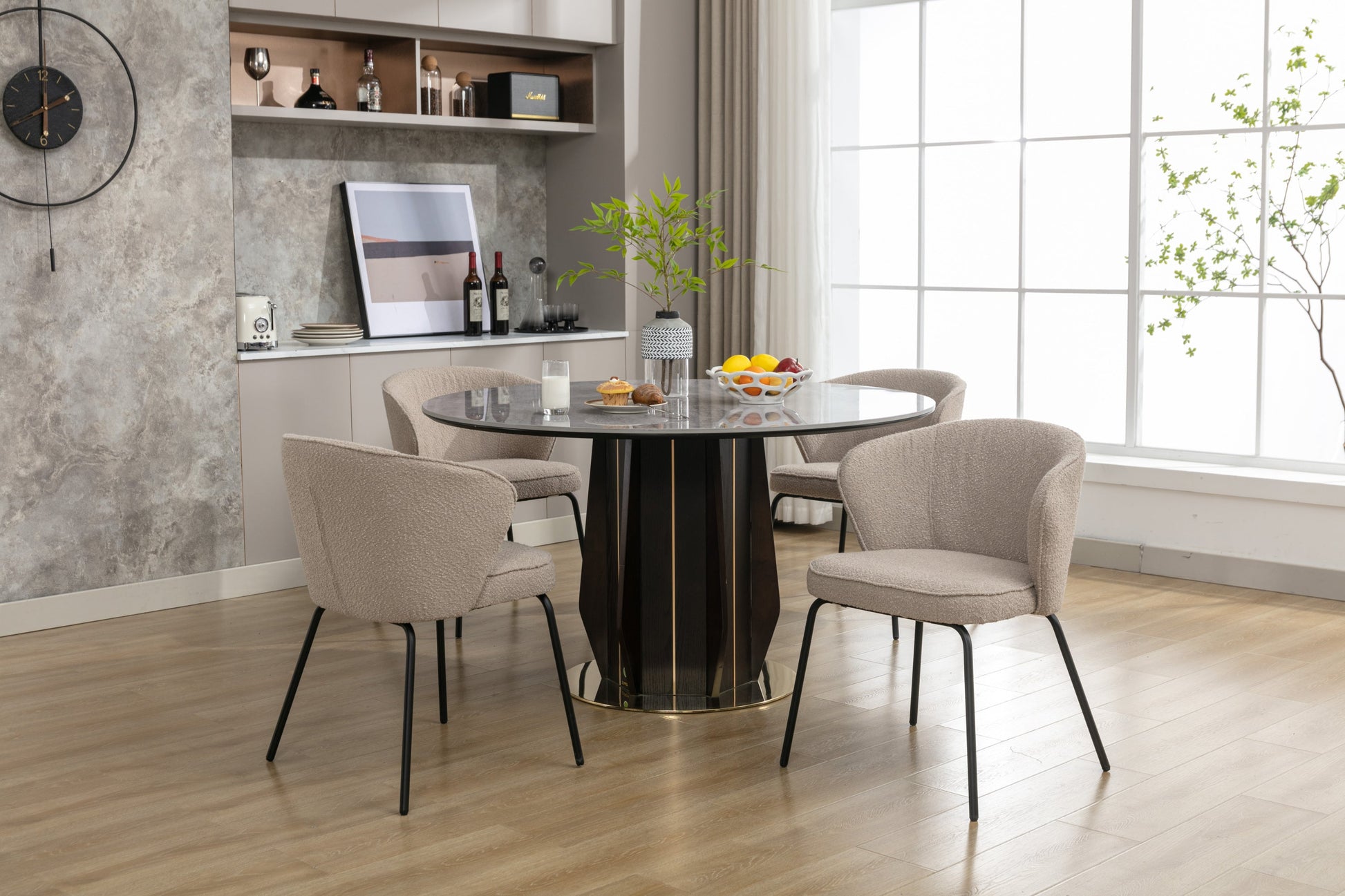 Retro Minimalist Modern Boucle Fabric Dining Chairs