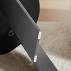 Round Coffee Table Black Oak Wood Surface and Black Metel Feet