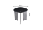 Round Coffee Table Black Oak Wood Surface and Black Metel Feet