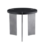 Round Coffee Table Black Oak Wood Surface and Black Metel Feet