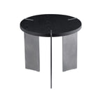 Round Coffee Table Black Oak Wood Surface and Black Metel Feet