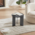 Round Coffee Table Black Oak Wood Surface and Black Metel Feet