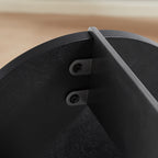 Round Coffee Table Black Oak Wood Surface and Black Metel Feet