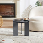 Round Coffee Table Black Oak Wood Surface and Black Metel Feet
