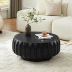 Round Solid Wood Carved Coffee Table with Elegant Sculptural Design Coffee Table