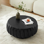 Round Solid Wood Carved Coffee Table with Elegant Sculptural Design Coffee Table