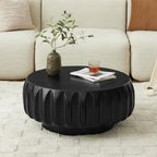 Round Solid Wood Carved Coffee Table with Elegant Sculptural Design Coffee Table