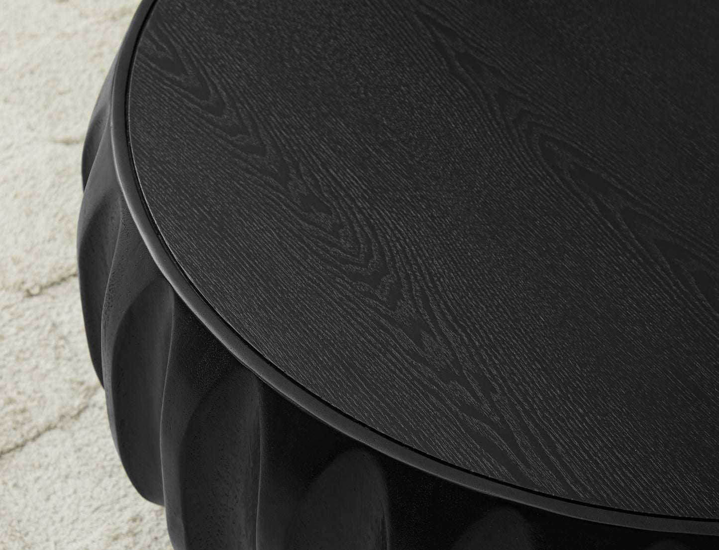 Round Solid Wood Carved Coffee Table with Elegant Sculptural Design Coffee Table