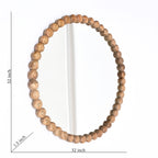 Decorative Round Hanging Wall Mirror with Natural Wooden Bead Design Frame, 32'