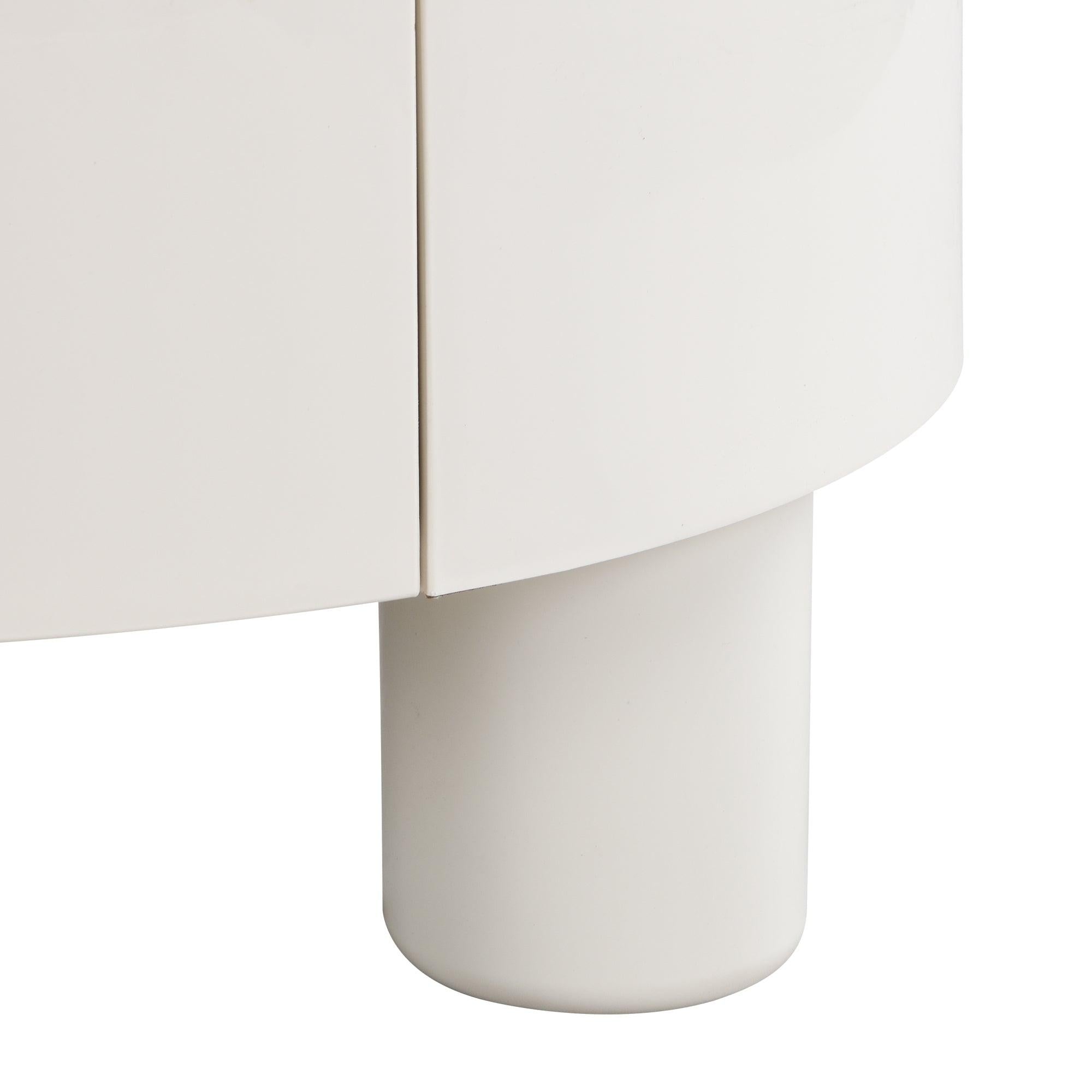 Elegant Round Nesting Coffee Table Set with Drawer, White.