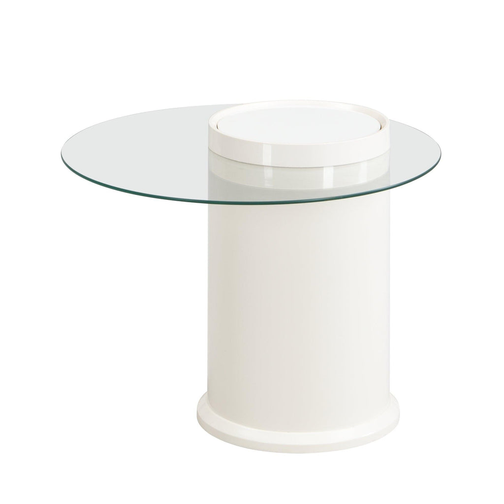 Elegant Round Nesting Coffee Table Set with Drawer, White.