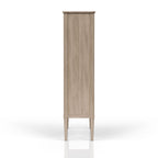 Round Expandable Table 4 Ladderback white Chairs Glass Front Server and Display Cabinet