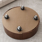 Round Wood Coffee Table with Faux Marble Tabletop
